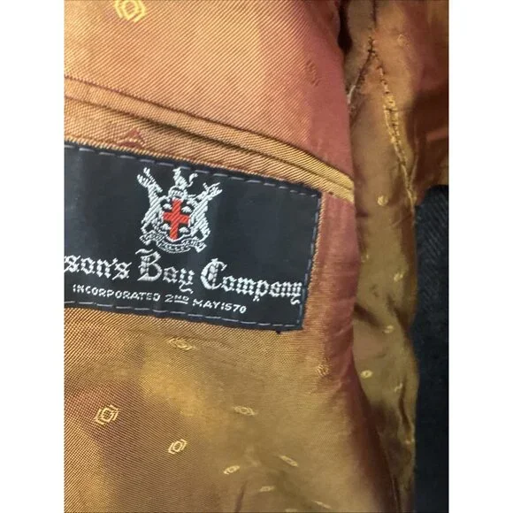 Vintage Harris Tweed Wool Hudson’s Bay Blazer Men 44L Tall Gray Herringbone - Picture 9 of 11